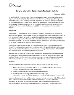 Ontario Interactive Digital Media Tax Credit Bulletin