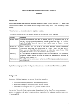 1 Hydro Tasmania Submission on Declaration of Raise FCAS April