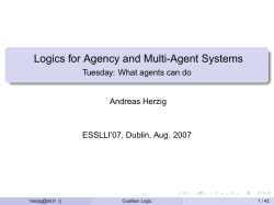 Logics for Agency and Multi-Agent Systems