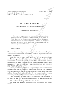 Journal Algebra Discrete Math. - Algebra and Discrete mathematics