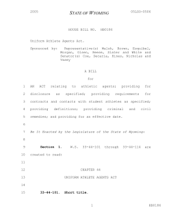 HB0186 - Uniform Athlete Agents Act.