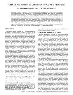 Optimal Allocation Of Construction Planning Resources