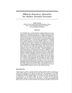 Efficient Resources Allocation for Markov Decision Processes
