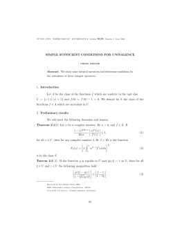 SIMPLE SUFFICIENT CONDITIONS FOR UNIVALENCE 1