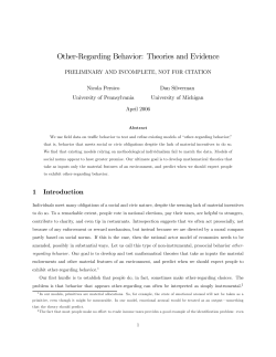 Other-Regarding Behavior: Theories and Evidence