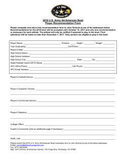2018 U.S. Army All-American Bowl Player Recommendation Form