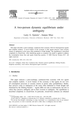 A two-person dynamic equilibrium under ambiguity