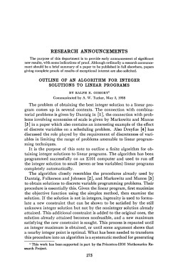 Outline of an Algorithm for Integer Solutions to Linear Programs