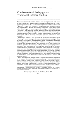 Confrontational Pedagogy and Traditional Literary Studies