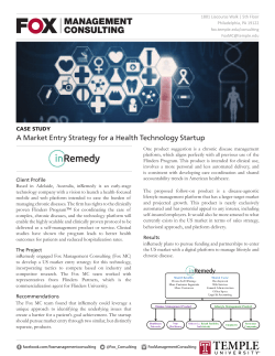 A Market Entry Strategy for a Health Technology Startup