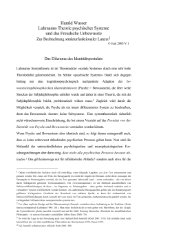 Luhmanns Theorie psychischer Systeme und das Freudsche