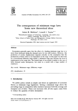 The consequences of minimum wage laws Some new theoretical