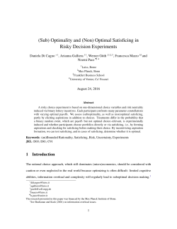 (Sub) Optimality and (Non) Optimal Satisficing