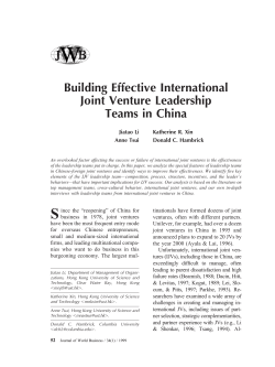 Building Effective International Joint Venture Leadership Teams in