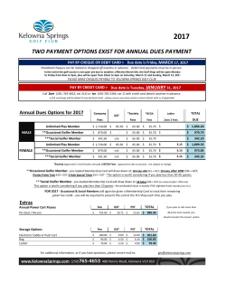 2017 Annual Dues Billing - Kelowna Springs Golf Club