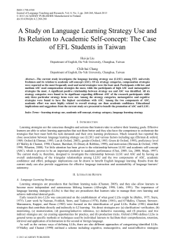 A Study on Language Learning Strategy Use and Its Relation to