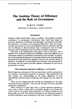 The Austrian Theory of Efficiency and the Role of Government