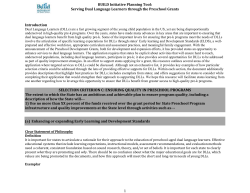 BUILD Initiative`s Planning Tool, Serving Dual Language Learners