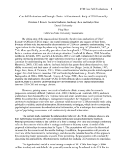 CEO Core Self-Evaluations 1 Core Self