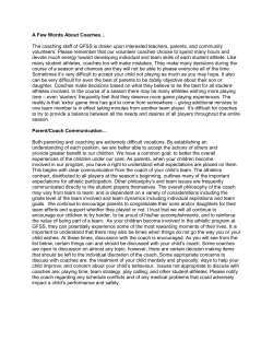 A Few Words About Coaches&hellip; The coaching staff of GFSS is drawn