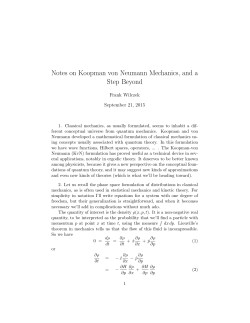 Notes on Koopman von Neumann Mechanics, and a