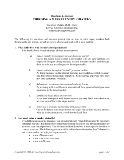 choosing a market entry strategy - Values