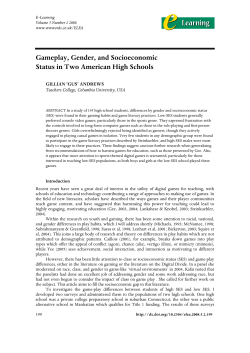 Gameplay, Gender, and Socioeconomic Status in
