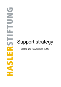 Support strategy - Hasler Stiftung