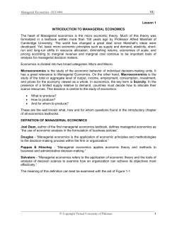 Managerial Economics - VU LMS - Virtual University of Pakistan