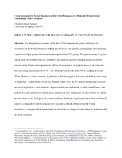 From Economic to Social Regulation: How the Deregulatory Moment