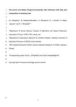 Fat source and dietary forage-to-concentrate ratio influences milk