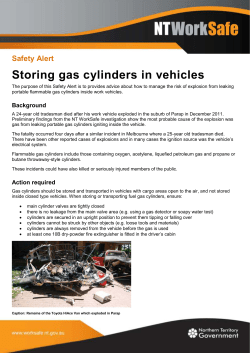 Safety alert - Storing gas cylinders in vehicles