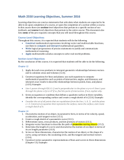 Math 2550 Learning Objectives, Summer 2016