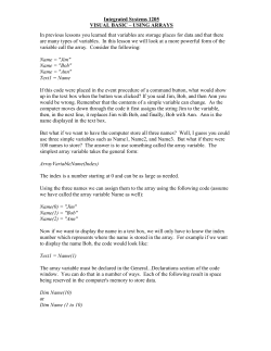 Programming (6) &ndash;> Using Arrays