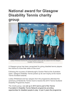 National award for Glasgow Disability Tennis charity