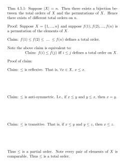 Suppose |X| = n. Then there exists a bijection be