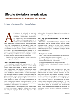 Effective Workplace Investigations Simple Guidelines for Employers