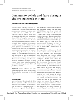 Community beliefs and fears during a cholera outbreak in