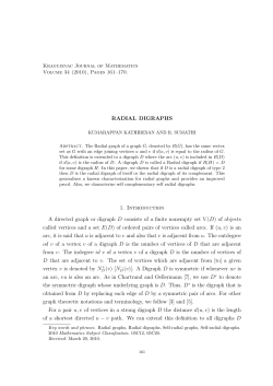 RADIAL DIGRAPHS 1. Introduction A directed graph or digraph D
