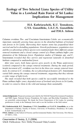 Ecology of Two Selected Liana Species of Utility Value in a Lowland