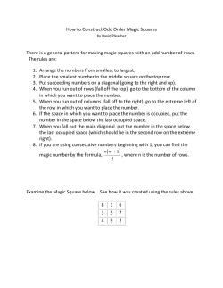 How to Construct Odd Order Magic Squares There