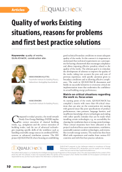 Quality of works Existing situations, reasons for problems and first