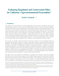 Evaluating Regulation and Conservation Policy for California`s Agri