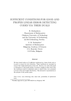 SUFFICIENT CONDITIONS FOR GOOD AND