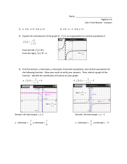 Name Algebra II-A Unit 3 Test Review &ndash; Answers a. V.A. x = 4 H.A. y