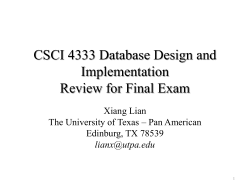 CSCI 4333 Database Design and Implementation Review for