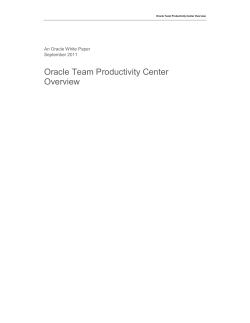 Oracle Team Productivity Center Overview