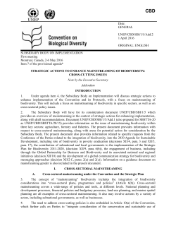 strategic actions to enhance mainstreaming of biodiversity