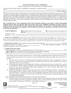 EXCLUSIVE BUYER AGENCY AGREEMENT This
