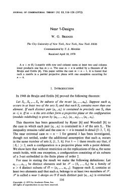 Near 1 -Designs In 1948 de Bruijn and Erdiis [4] proved the